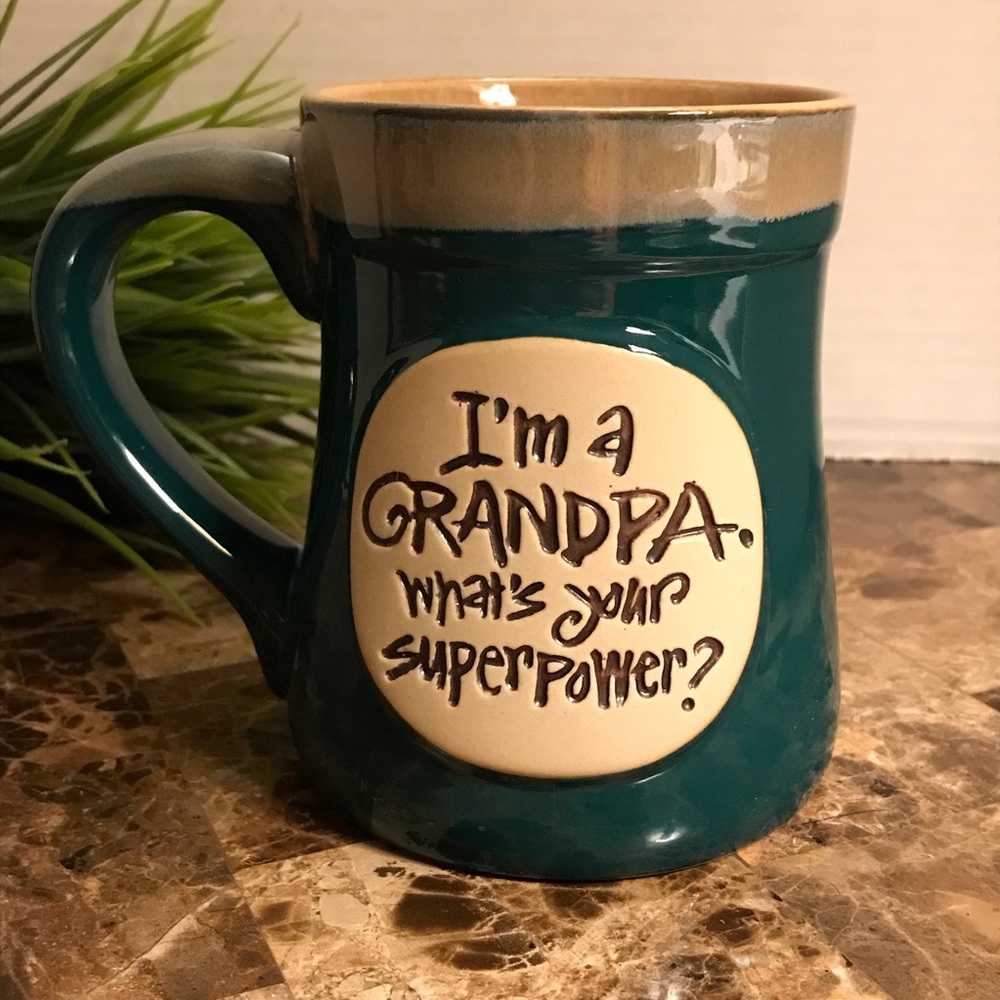 burton Burton “Im A Grandpa Whats Your Super Power” Ceramic Mug Cup